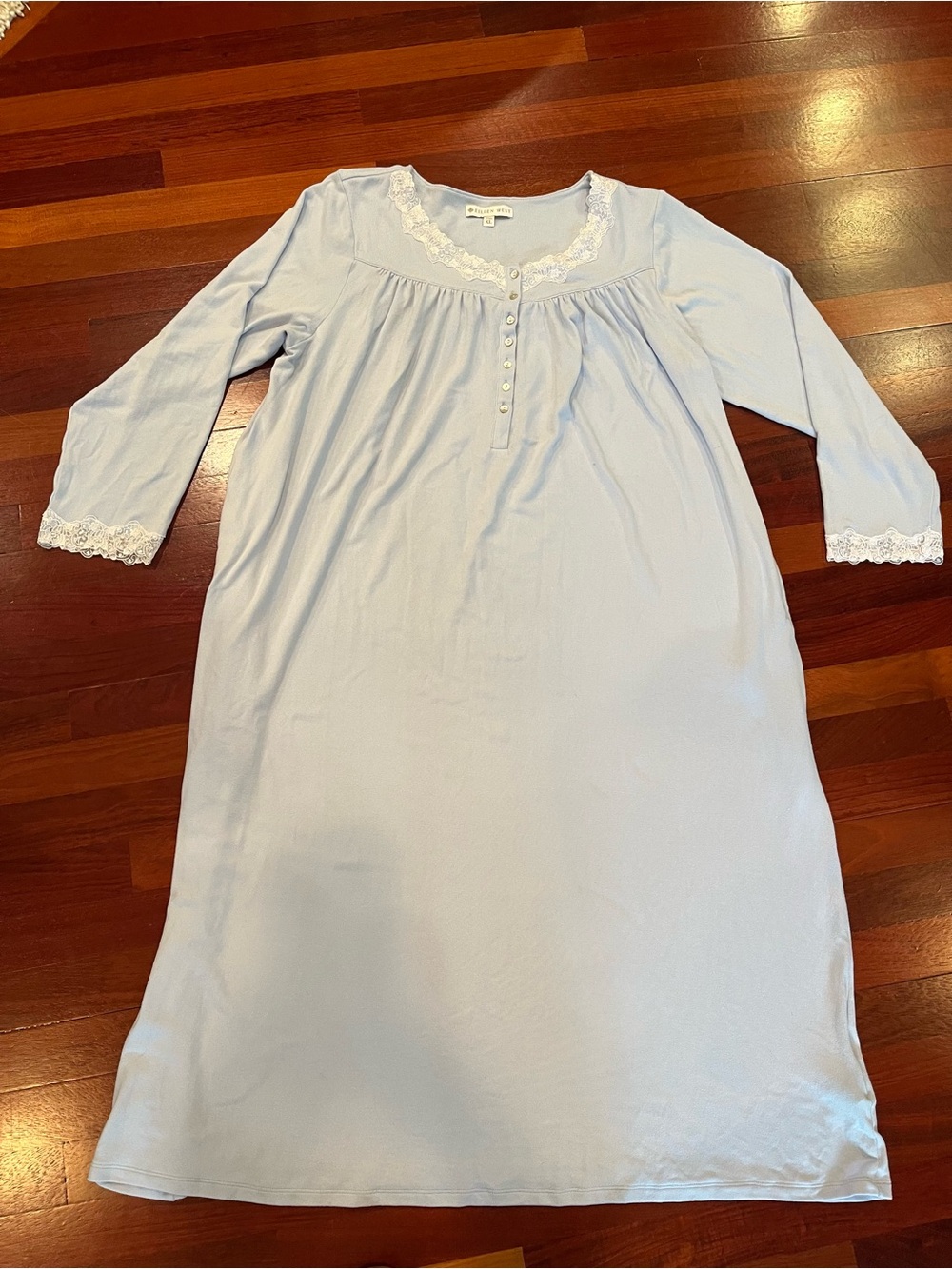 Eileen West Clean Blue Dreamy Sweater Knit Long Ballet Nightgown XL
